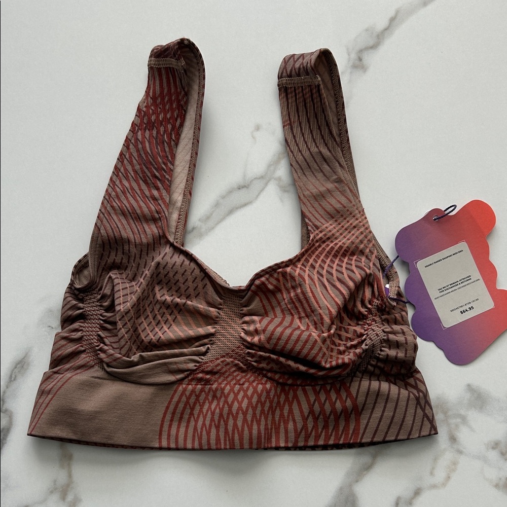 Fabletics YITTY Brown and Red Patterned Sports Bra